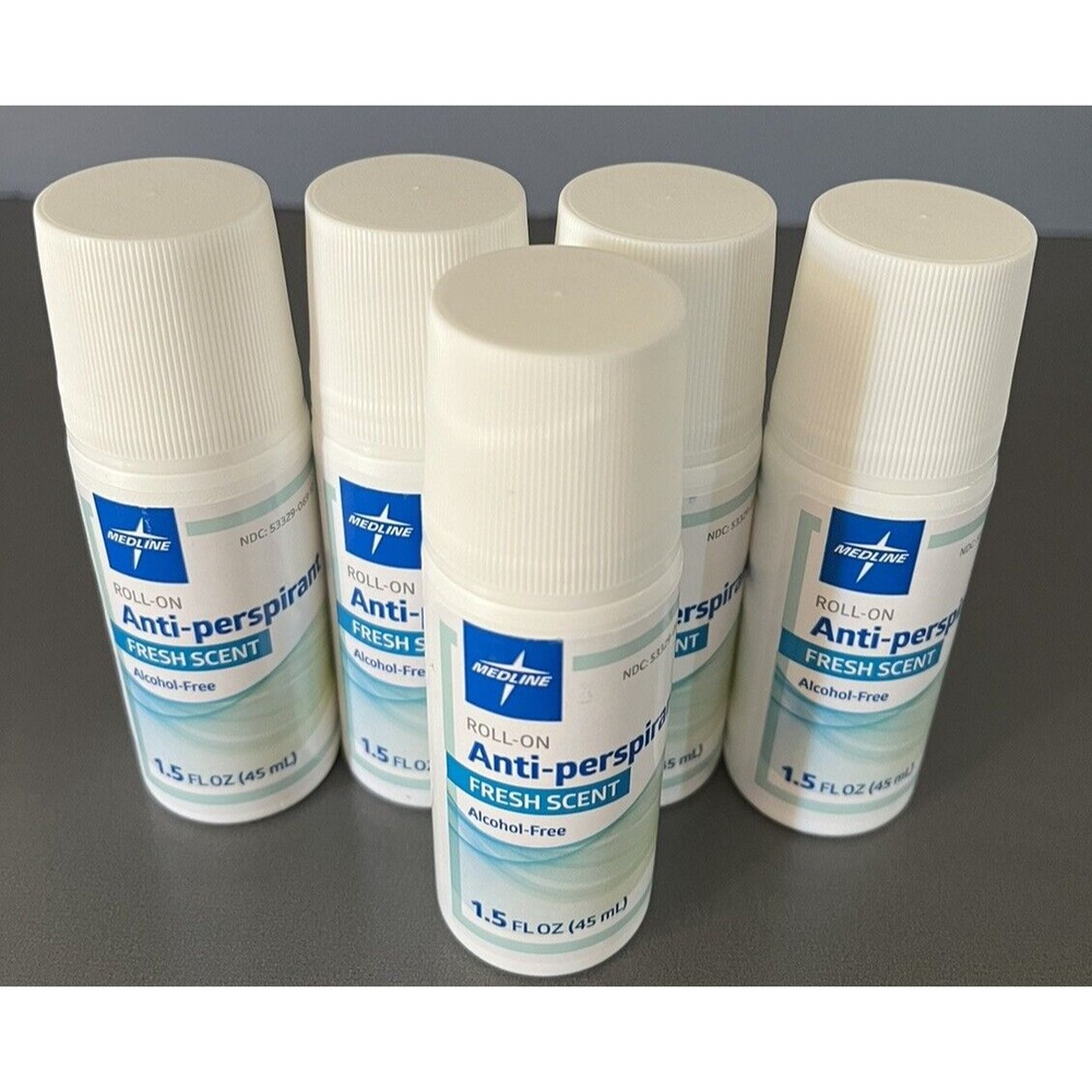 5 Medline Roll On Anti-Perspirant Fresh Scent Alcohol Free 1.5 FL OZ EXP 01/27